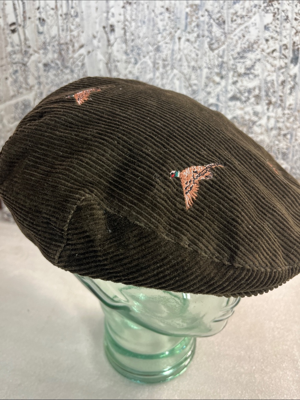 Barbour Flat Cap 7 1/4 Brown Corduroy Pheasant Duck Bird Hunting Hat News Boy